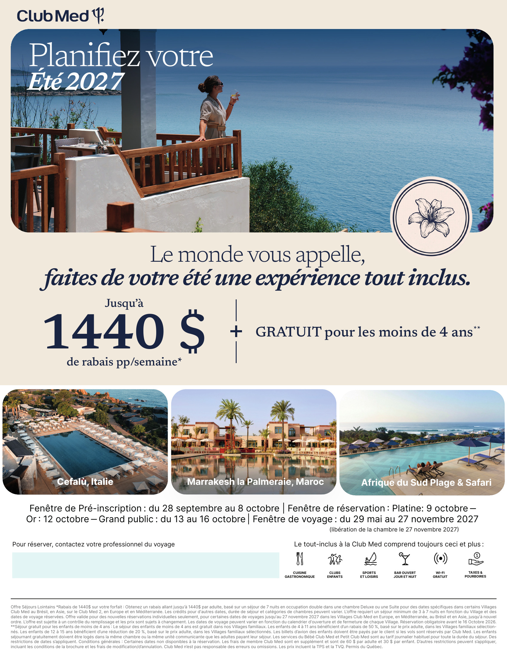 Planifiez votre été 2027