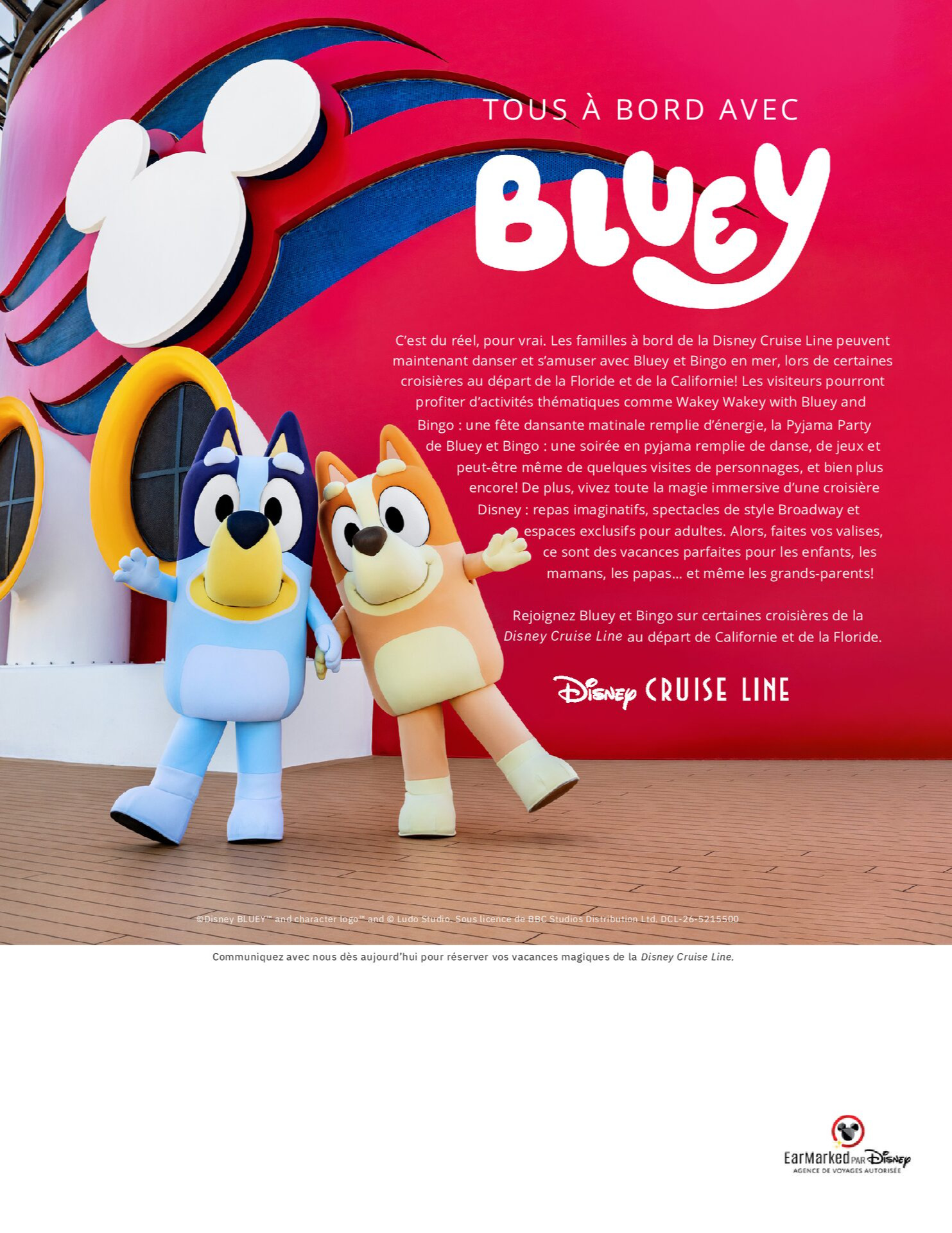 Disney Cruise Line Tous à bord avec Bluey Créateurs de Magie Voyages Synergia DISNEY PROMOTION Flyer SECTION-4 Flyer FR