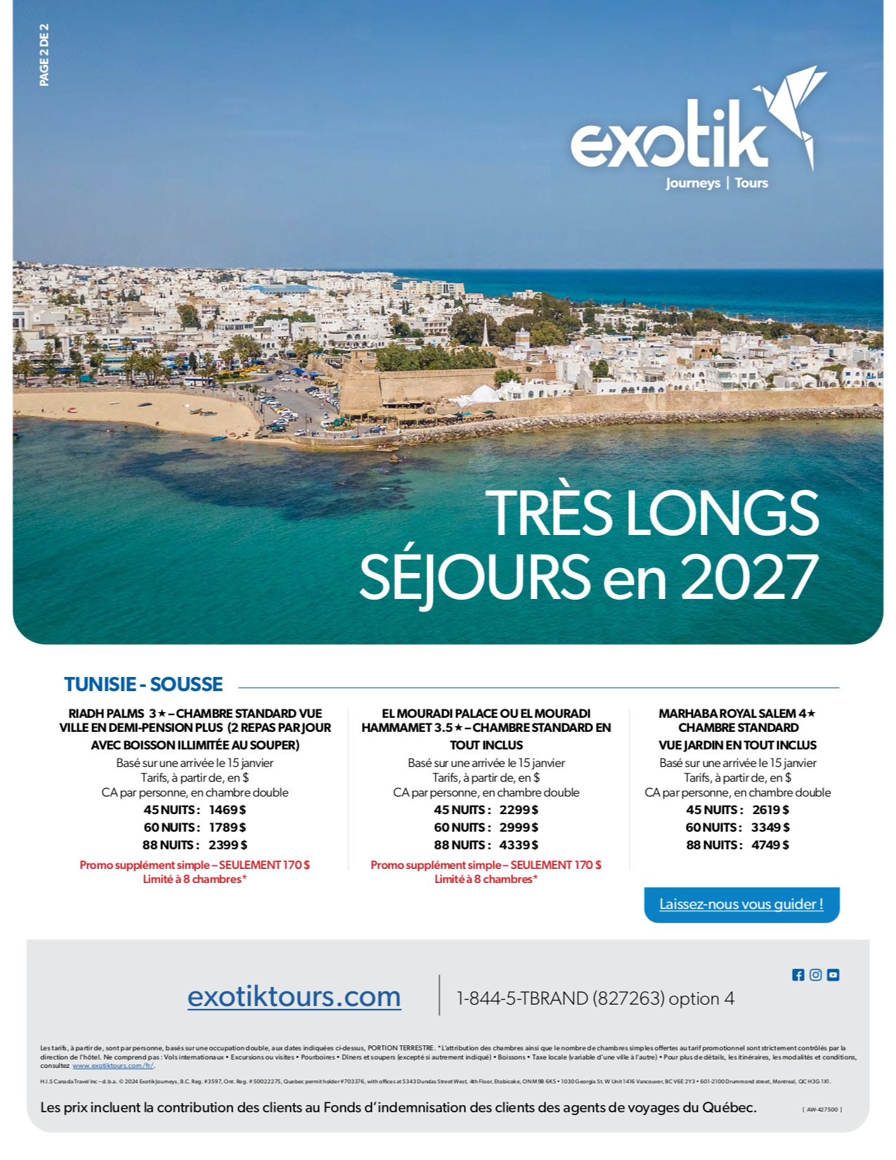 Promotion exotik très longs séjours en Tunésie avec Partez en Voyage