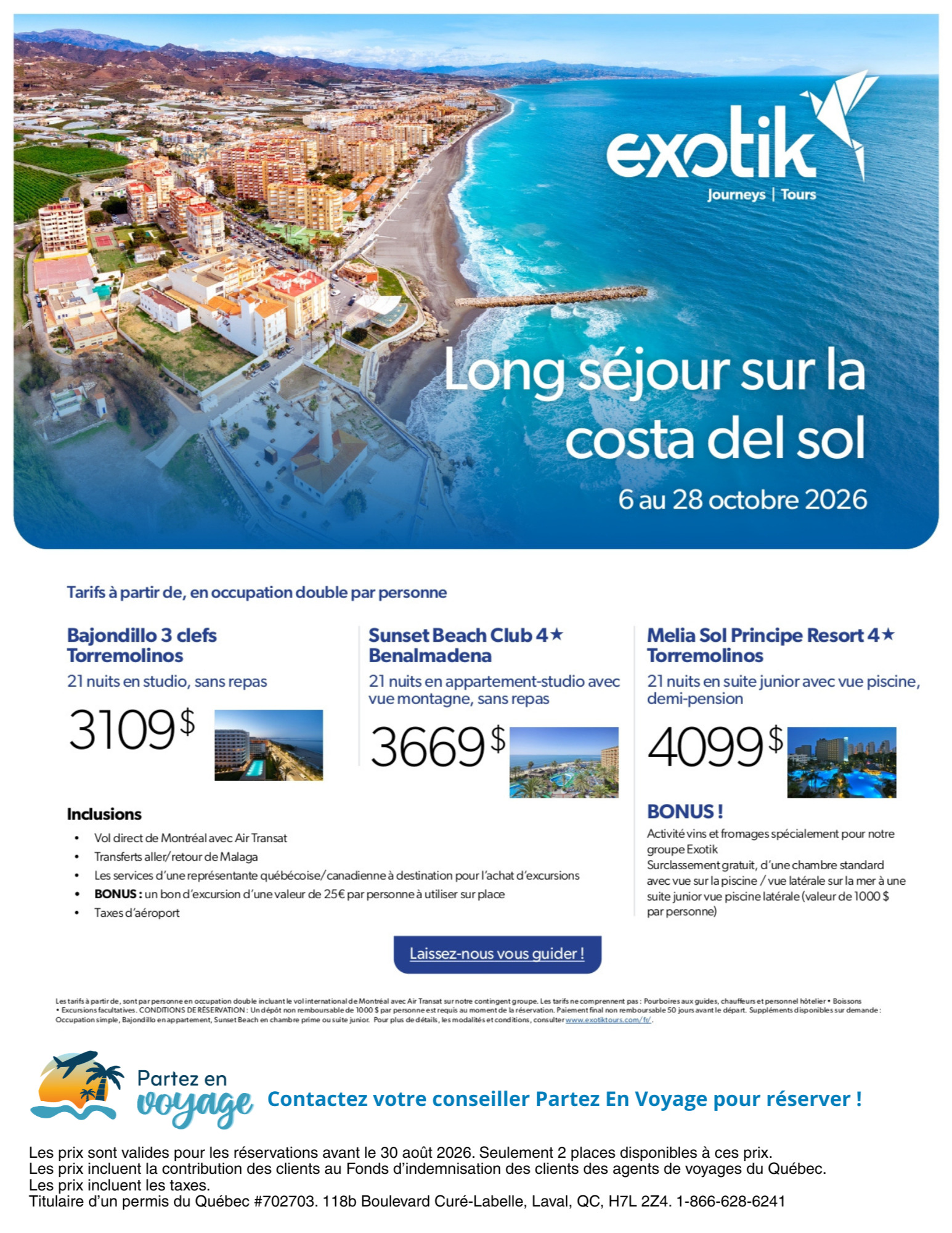Promotion Exotik long séjour sur la costa del sol avec Partez en Voyage
