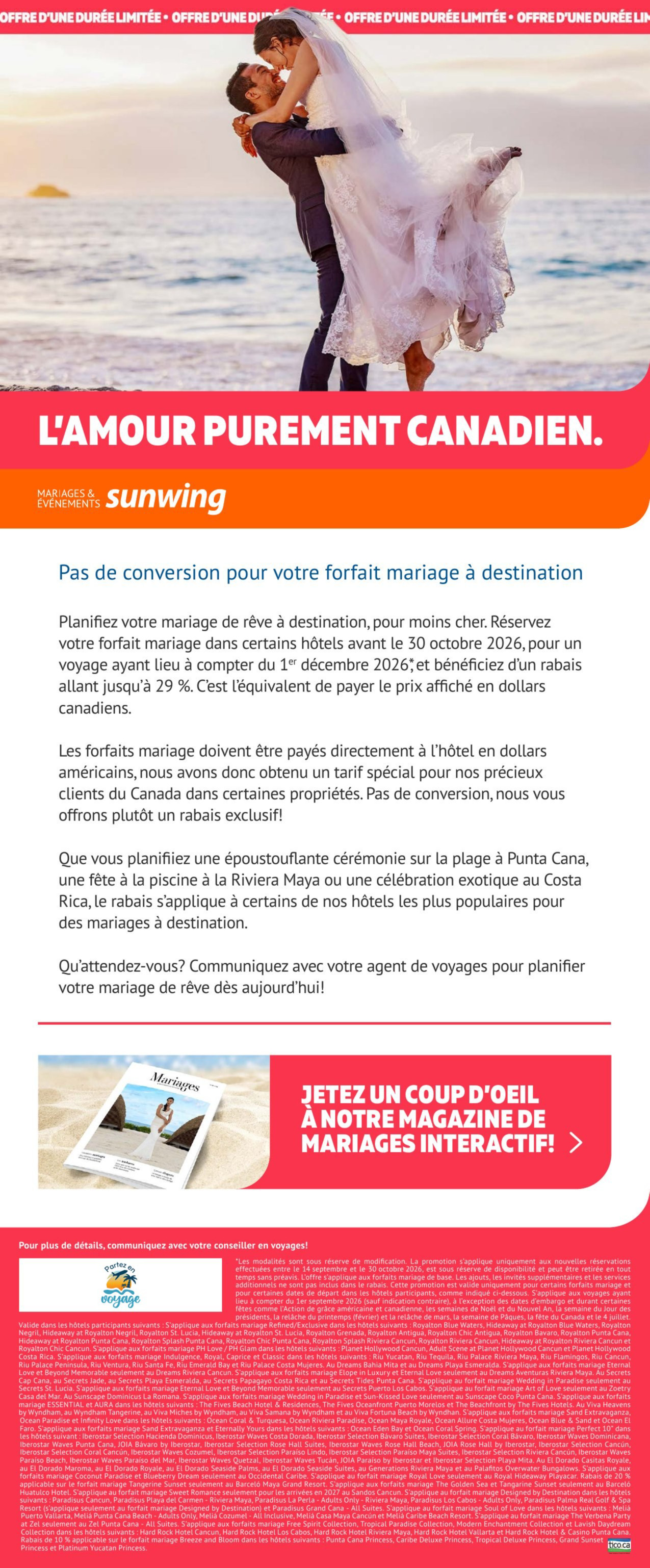 Mariages à destination