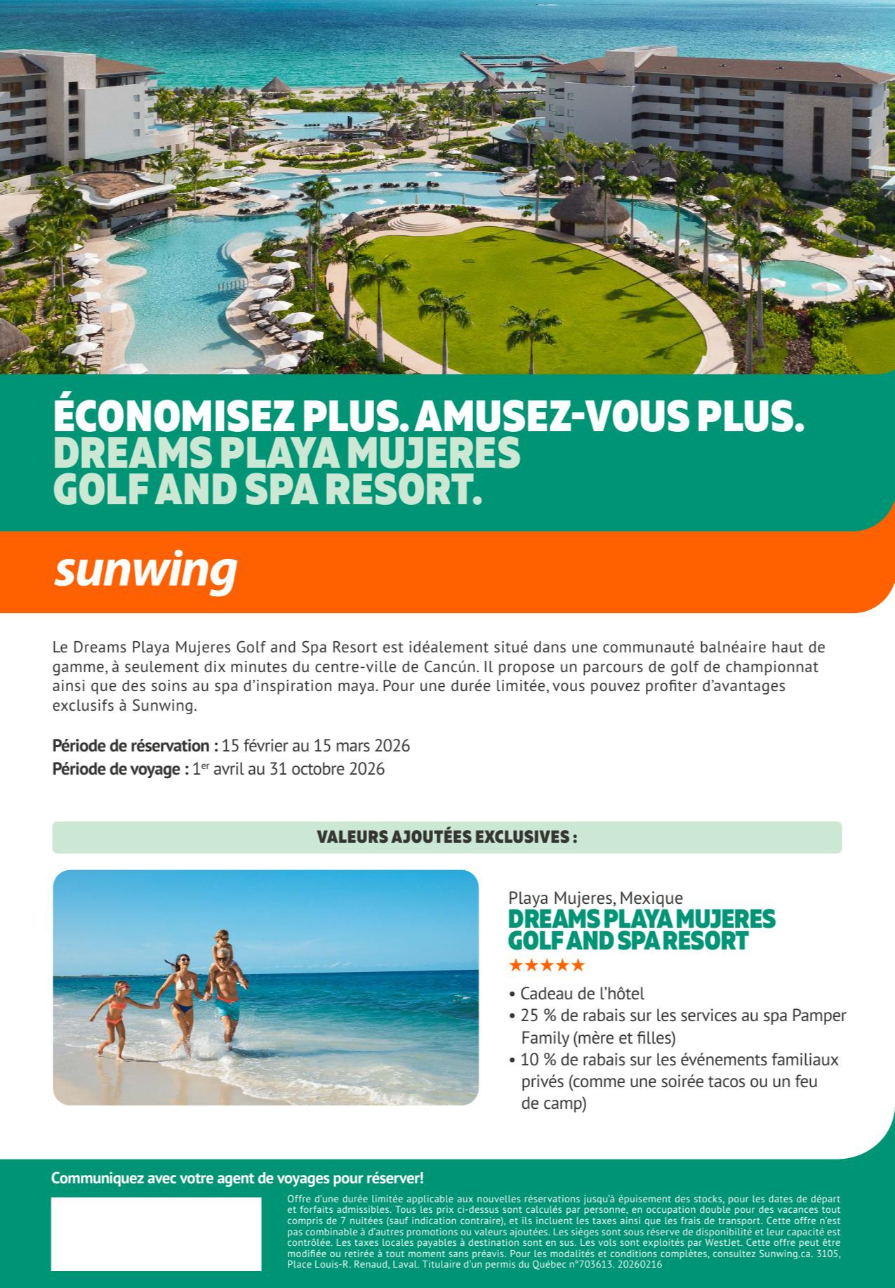 Promotion Vacance Sunwing Dreams Playa Mujeres avec Partez en Voyage Promotion Vacance Sunwing Dreams Playa Mujeres avec Partez en Voyage